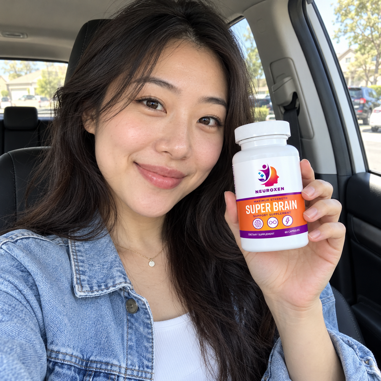 Woman with NeuroXen in the car